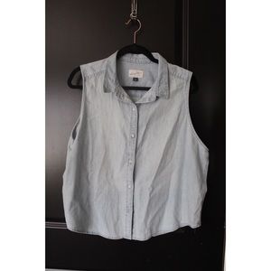 Denim button up tank top.
